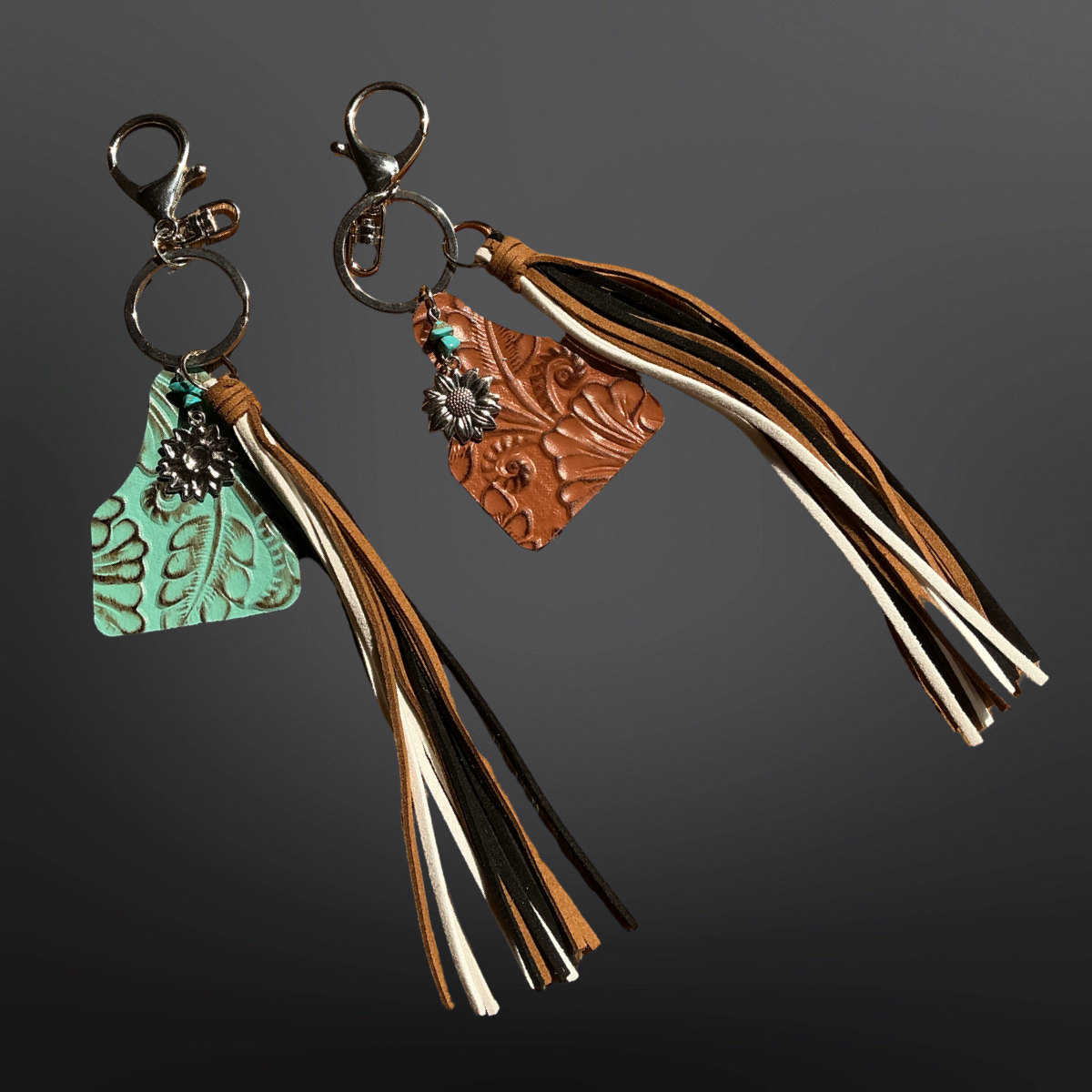 Cow Tag Tassel Vegan Leather Keychain
