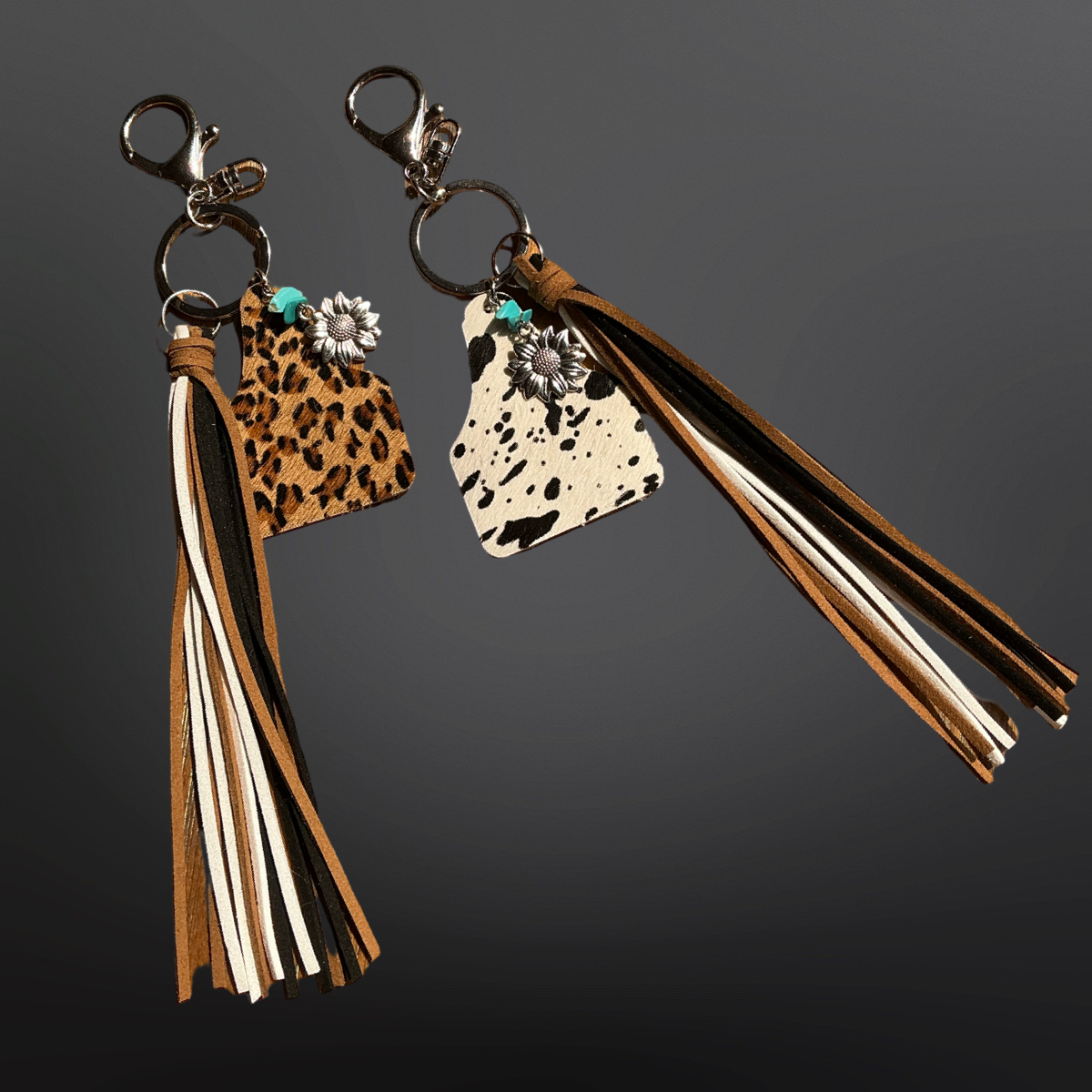 Cow Tag Tassel Vegan Leather Keychain